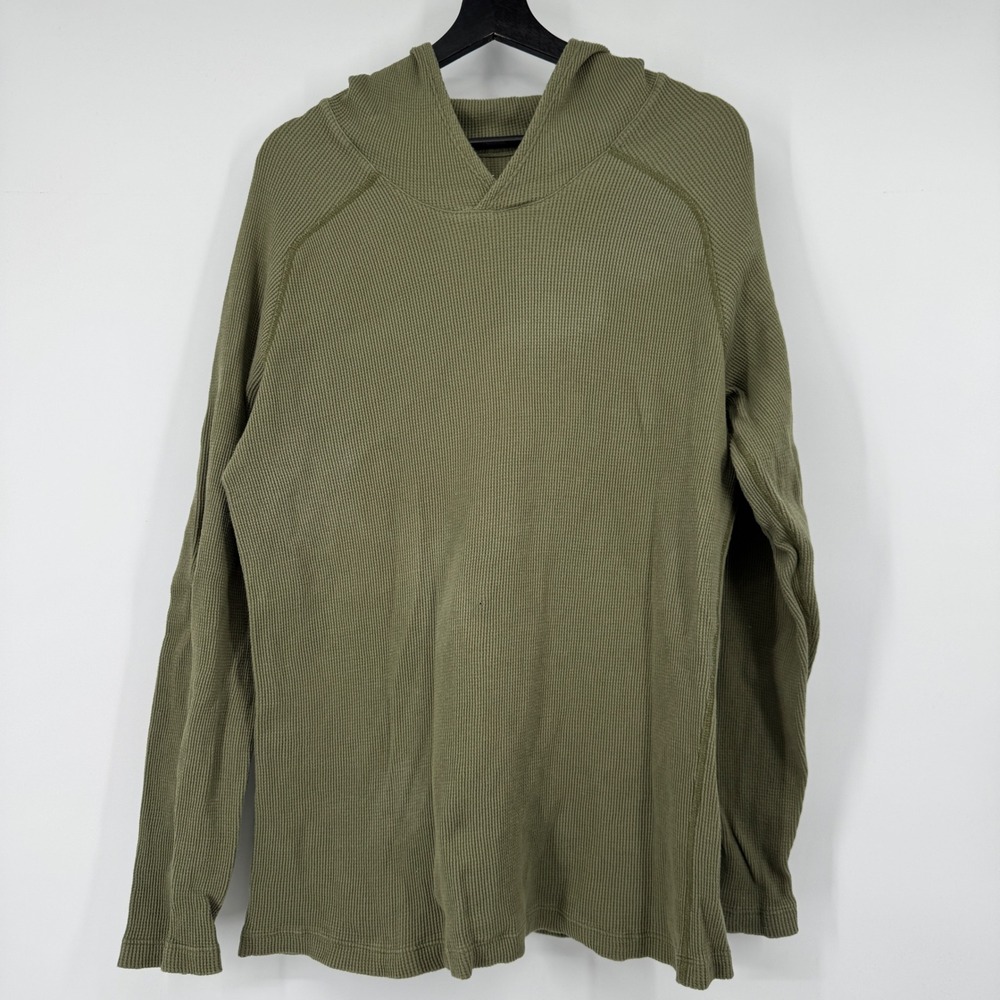 Triple Aught Design Stratum Mens Large Waffle Knit Hoodie Olive Green Thermal